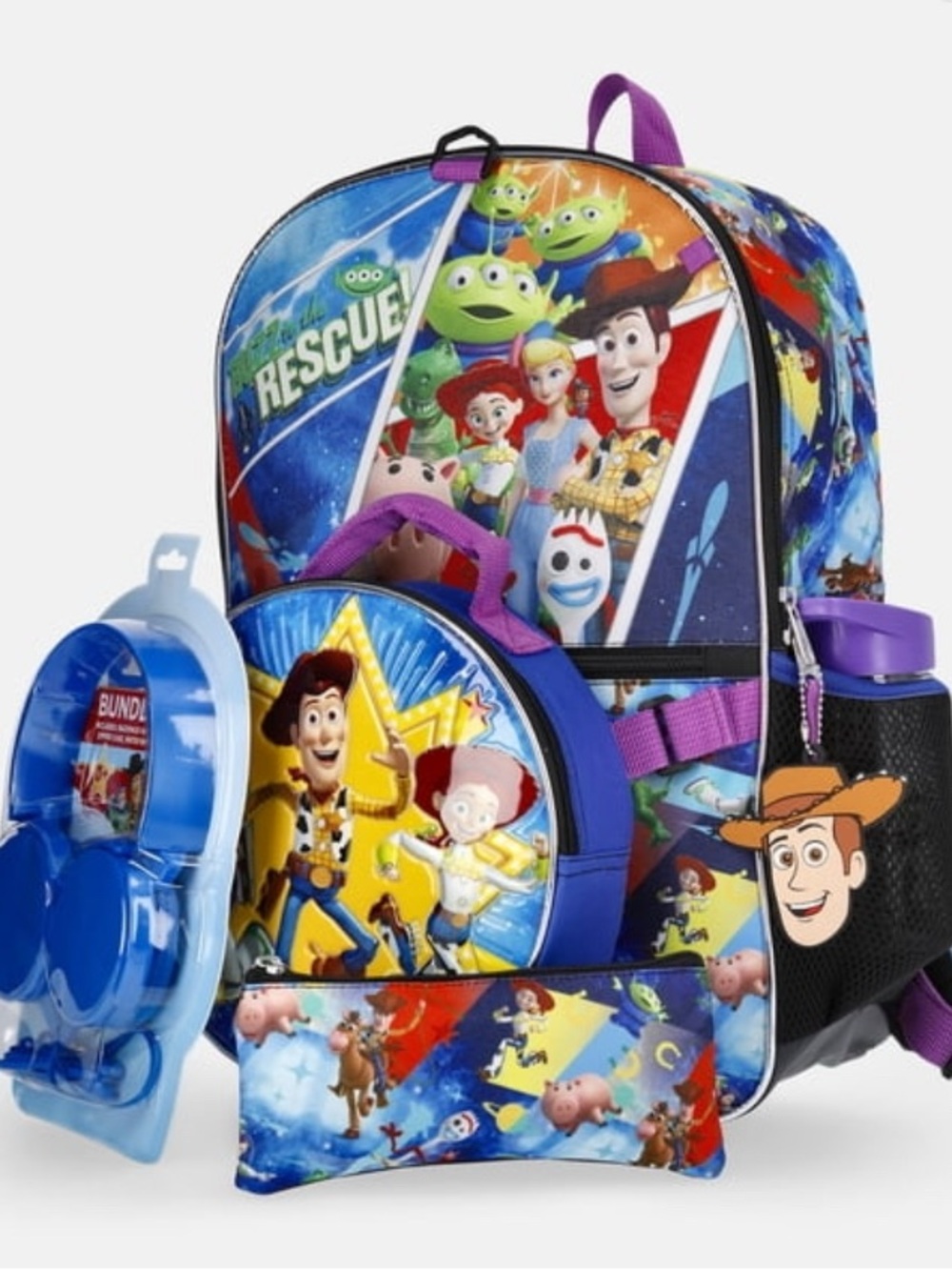New Disney Toy Story 6-Pc Backpack Set Headphones Lunch Box NWT Buzz Woody 17"